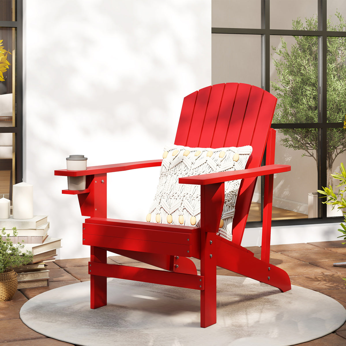 Andirondack Gartenstuhl Gartensessel Outdoor-Sessel, 72 cm x 97 cm x 92 cm, Rot