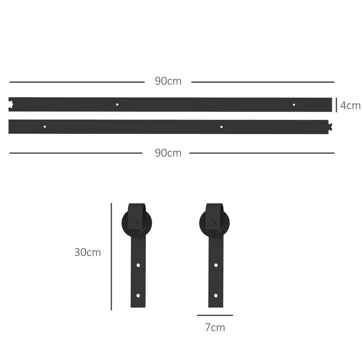 Schiebet¨¹r-Bausatz, leise & leichtg?ngig, f¨¹r Holz- & Zementw?nde, 183cm, Stahl, Schwarz