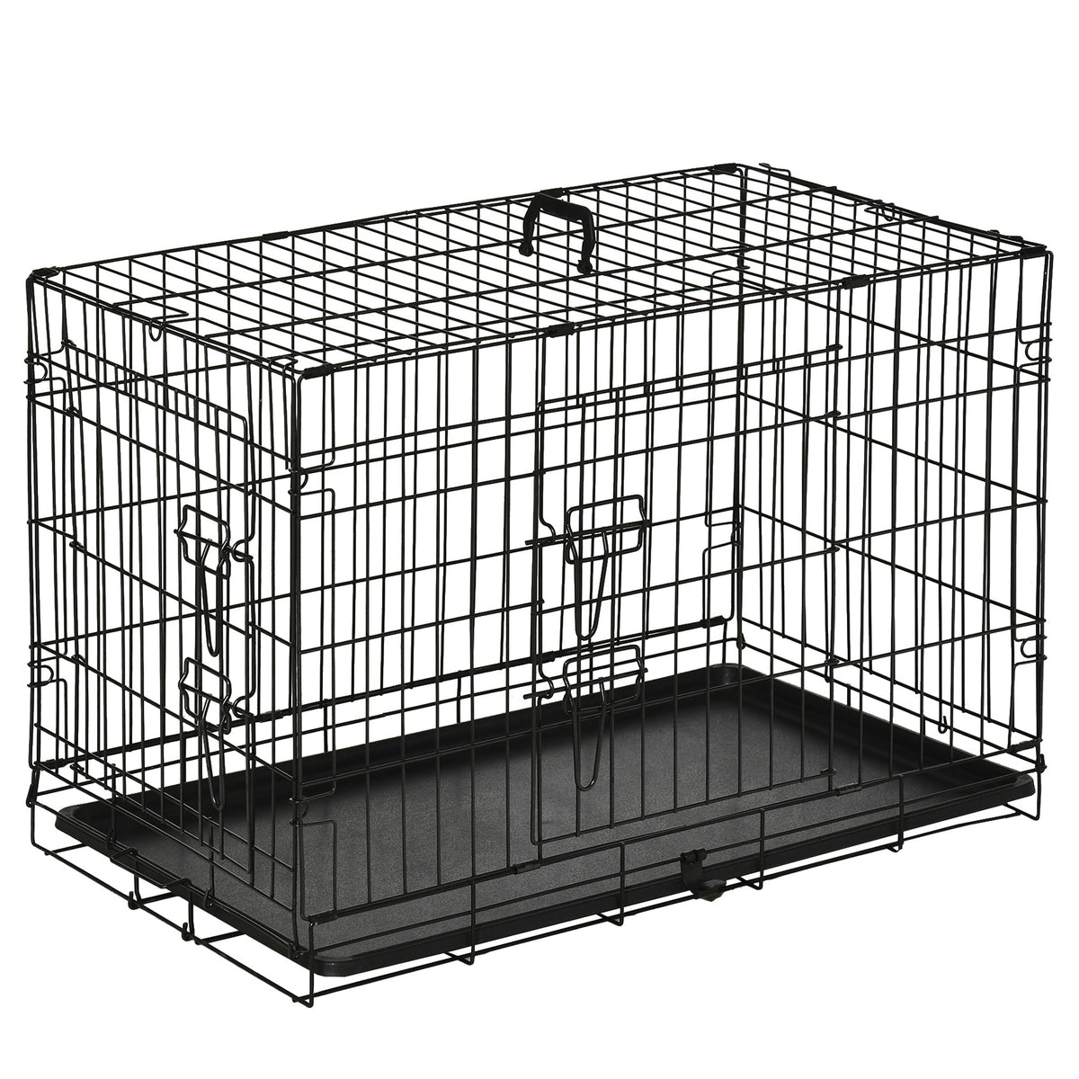 Hundekäfig, Transportkäfig, Drahtkäfig, herausnehmbare Bodenwanne, Schwarz