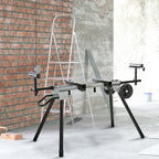  Mitre Saw Stand with Extensions, Sawhorse for Cutting Logs, Foldable with Wheels Max Load 150 Kg, Black and Grey