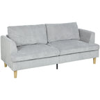 3-Sitzer-Sofa, Couch mit Armlehnen Gepolstert Polstersofa mit Kordoptik für Wohnzimmer Hellgrau