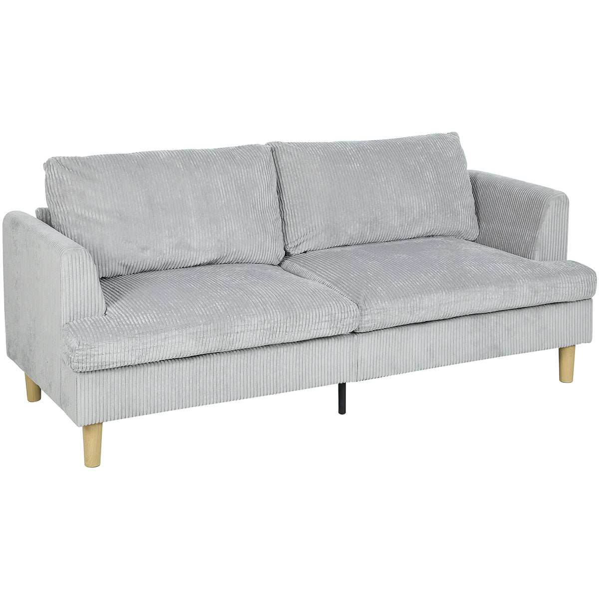 3-Sitzer-Sofa, Couch mit Armlehnen Gepolstert Polstersofa mit Kordoptik für Wohnzimmer Hellgrau