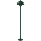 Stehlampe, runder Schirm, Fußschalter, langes Kabel, eleganter Look, Stahl, Grün