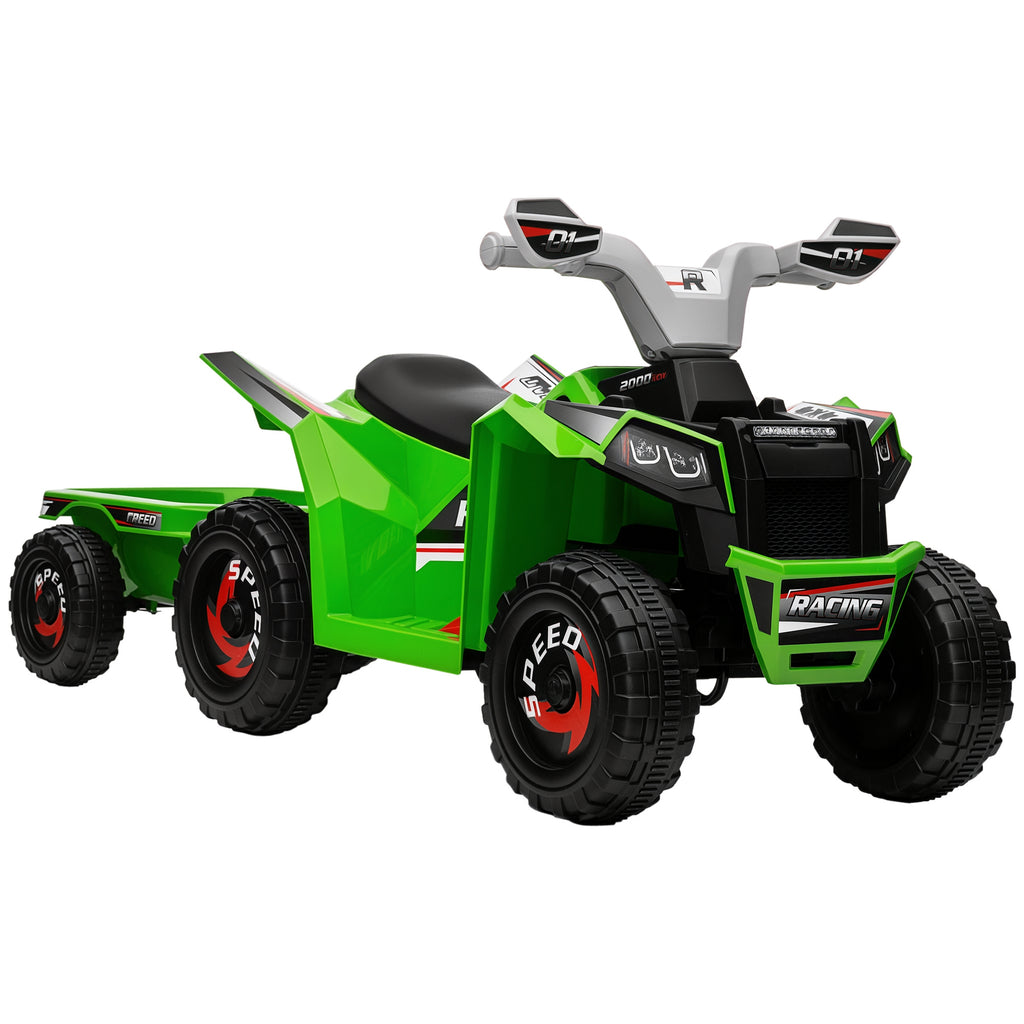 Kinderquad, aufladbar, 2,5 km/h, mit Anh?nger, 50 Min. Fahrzeit, f¨¹r Kinder 1,5 bis 3 Jahre, Gr¨¹n