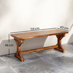 Rustic Wooden Garden Bench, Backless Outdoor Bench Patio Loveseat with X-Shape Base for Porch, Park, Carbonised Finish