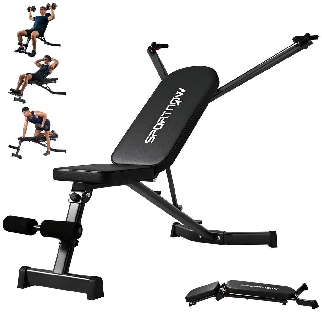 Hantelbank klappbar Trainingsbank mit Beinstrecker 3-Fach Rückenlehne, 3 Widerstandsstufe 300 kg Last