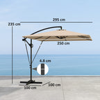 Ampelschirm ?260 cm Sonnenschirm mit UV-Schutz 50 wasserabweisend Kurbelschirm mit St?nder, Khaki
