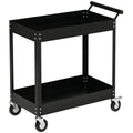 Werkstattwagen, 2 Etagen, Schubkarre, 4 Rollen, Stahl, bis 150 kg, 84,5 x 38 x 84 cm, Schwarz