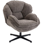 Moderner Wingback-Sessel, Samt-Armlehnsessel mit Vier-Sterne-Basis, S-Federn, 360° Drehfunktion, Grau