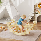 Montessori Kletterger¨¹st Indoor, 2 in 1 Kletterbogen aus Holz, f¨¹r Kinder 2-4 Jahre, 110x52x45 cm, Naturholz