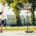 Basketballständer mit Rollen 83x55cm Rückwand, Mobiler Basketballkorb mit Ständer, verstellbare Korbhöhe 156 bis 210 cm, Basketballanlage für Jugendliche, fürs Außenbereich