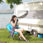 Campingstuhl Faltbar Campingsessel mit Lehne, Klappstuhl bis 120kg, gepolstert Moonchair Extra Breit, Faltsessel Outdoor Stuhl für Garten, Balkon, Camping, Blau