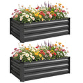 Set of Two 100 x 60cm Steel Planter Boxes - Grey
