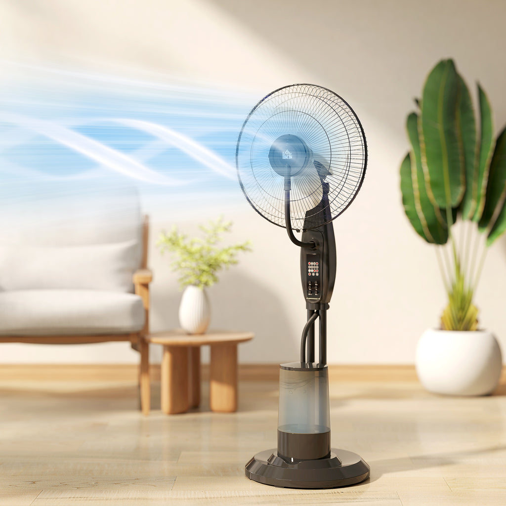 Ventilator, Nebelventilator, 3 Geschwindigkeiten, Timer, Luftbefeuchter, Schwarz