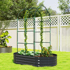 Galvanised Raised Garden Bed with Arched Trellis, 5 x 3 x 6ft Metal Raised Bed for Garden with Open Bottom, Dark Grey