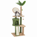 Kratzbaum, 139 cm Katzenbaum mit Höhle, Spielbällen, Sisal-Kratzpfosten und Plattformen, für zwei Katzen, Grün