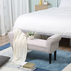 Sitzbank Polsterbank mit Segelstoff, Armlehne Flurbank mit Holzrahmen, Schuhbank für Schlafzimmer, Wohnzimmer, Flur 102 x 36 x 51 cm Grauweiß