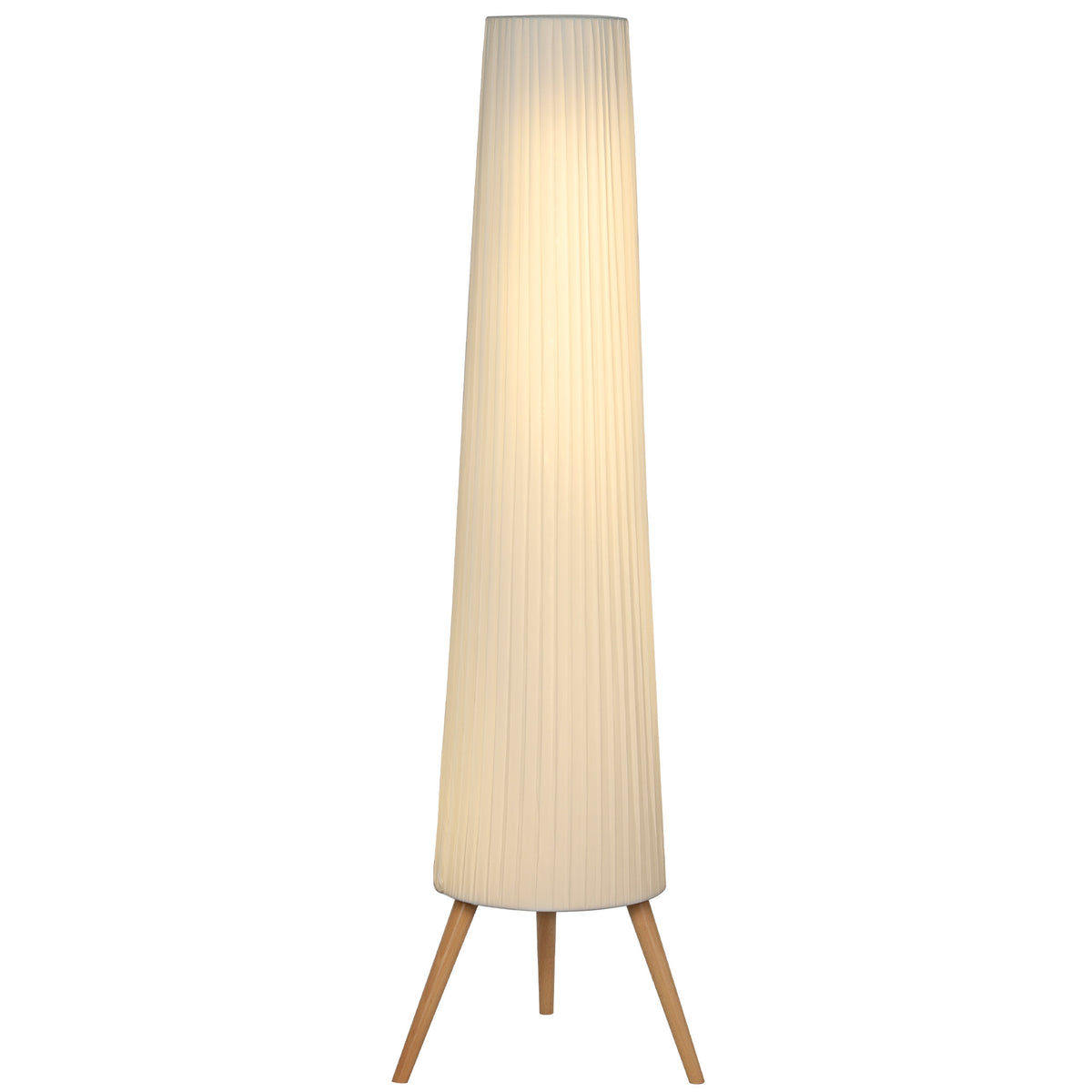 LED Stehlampe Wohnzimmer Dimmbar Holz mit Dreibein, Stehleuchte mit Fußschalter, 46 x 46 x 153 cm, Weiß