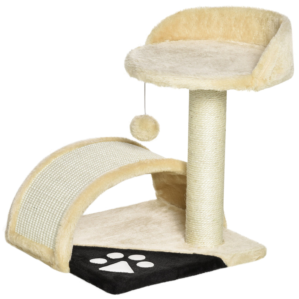 Cat Tree Scratching Scratcher Post Kitten Activity Centre Climber Hanging Ball Beige