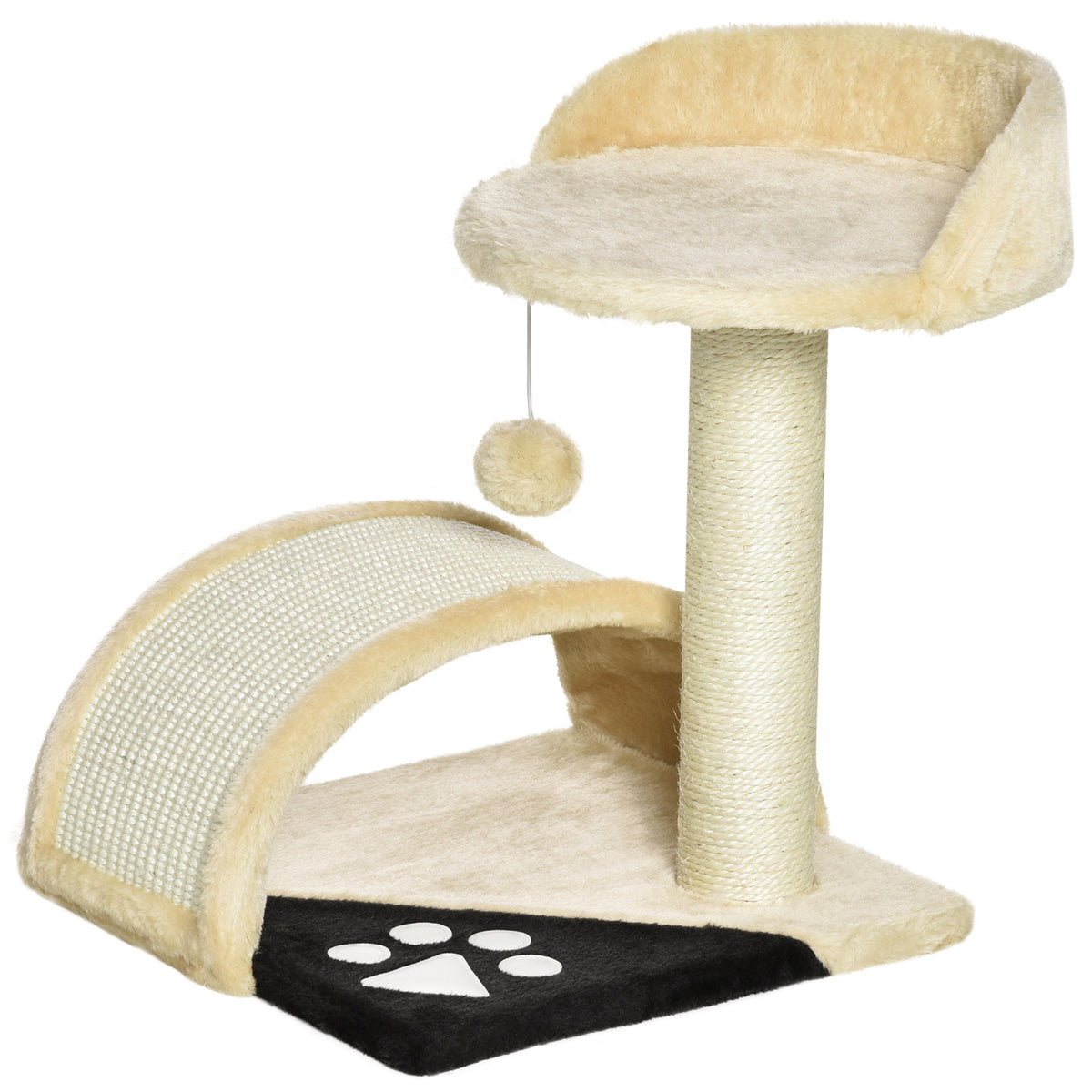 Cat Tree Scratching Scratcher Post Kitten Activity Centre Climber Hanging Ball Beige