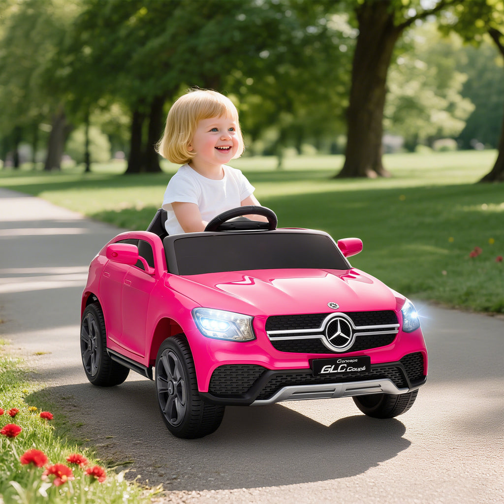 Elektroauto f¨¹r Kinder, 12V Kinderauto mit Fernbedienung, LED-Lichter, Musik, 3 Geschwindigkeiten, 3-6 Jahre, Rosa