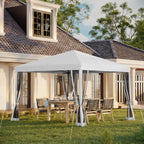 Faltpavillon, Faltzelt mit Seitenw?nden inkl. Tragetasche, Gartenpavillon, Metall, Oxfordstoff, 3 x 3 m, Cremewei?