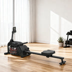 Rudergerät für Training, Rudermaschine mit 6-11 L Wassertank, LCD-Monitor, Handyhalter, 135 kg Tragfähigkeit, Stahl, Schwarz