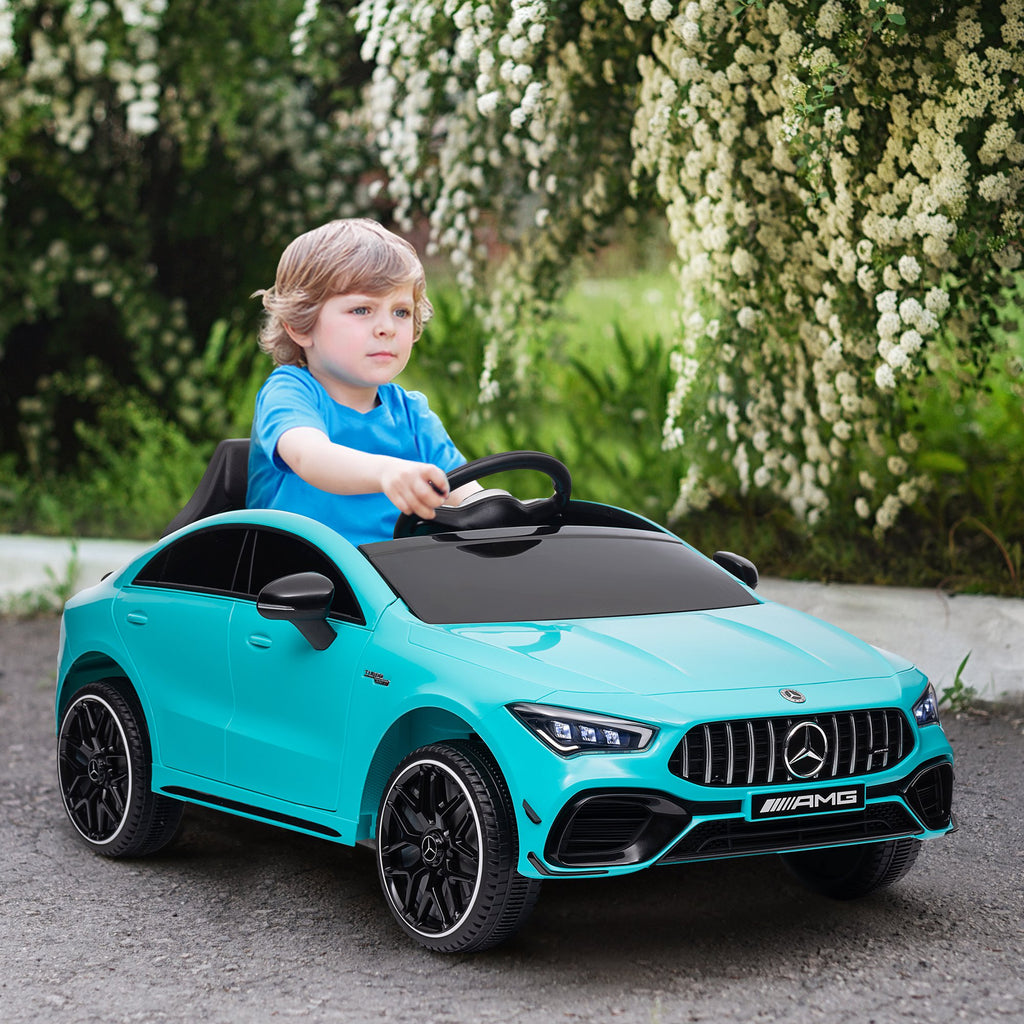 Kinder-Elektroauto, fernsteuerbar, mit Transportrollen, LED-Lichter, Hupe, f¨¹r Kinder von 3-6 Jahren, Hellblau