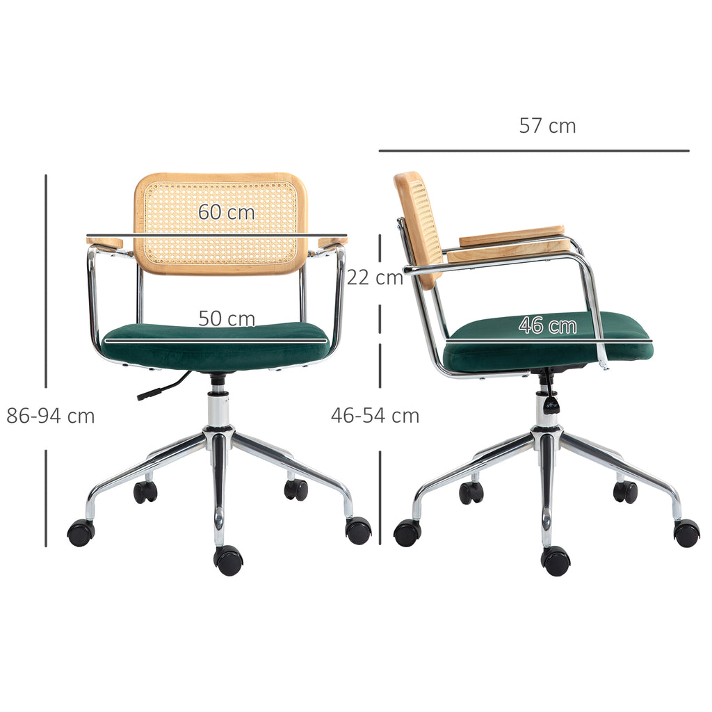 B¨¹rostuhl, Boho-Design, Holzarmlehnen, drehbar, verstellbar, bis 120 kg, Stahl, Gr¨¹n