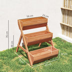 3 Tier Raised Garden Bed Wooden Elevated Planter Box Kit, 66L for Flower, Vegetable, Herb, 65x75x78cm, Brown