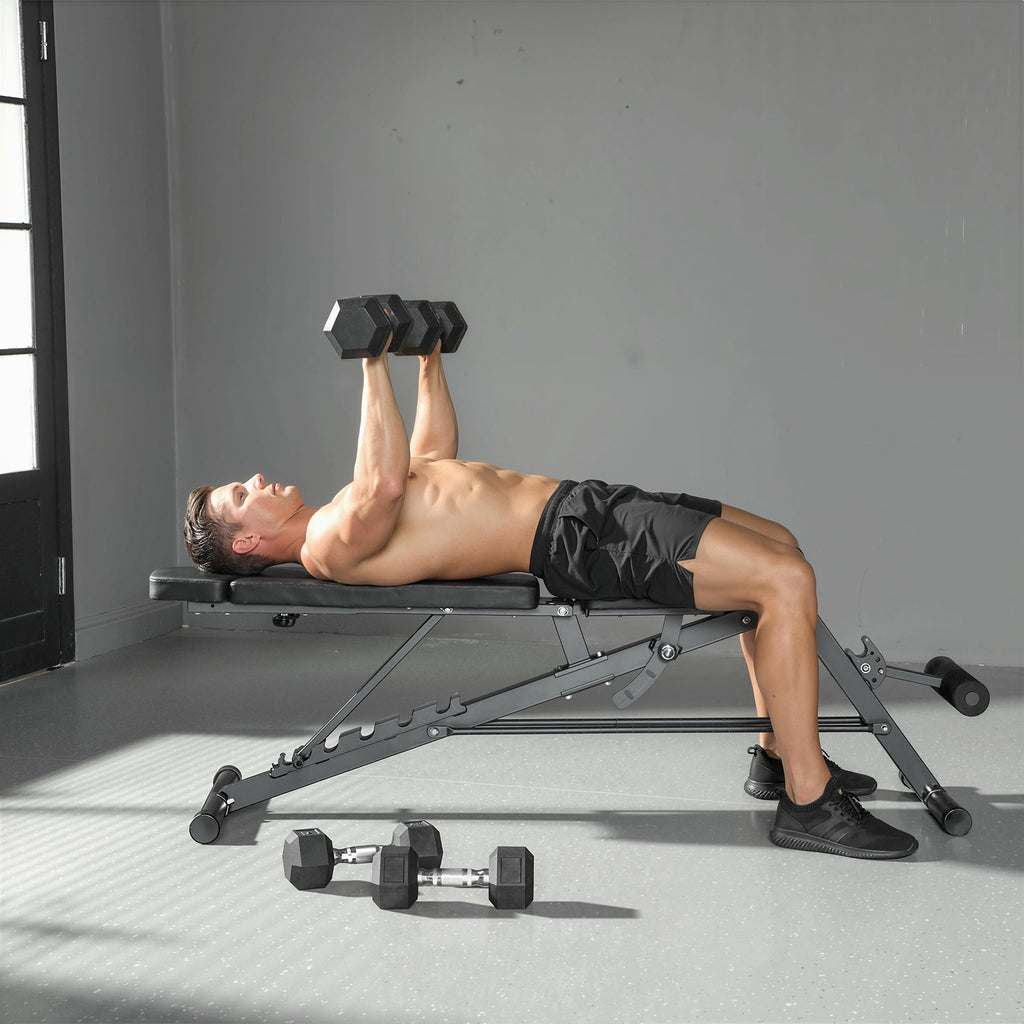Hantelbank Verstellbar 4 in 1 Trainingsbank mit Beinstrecker