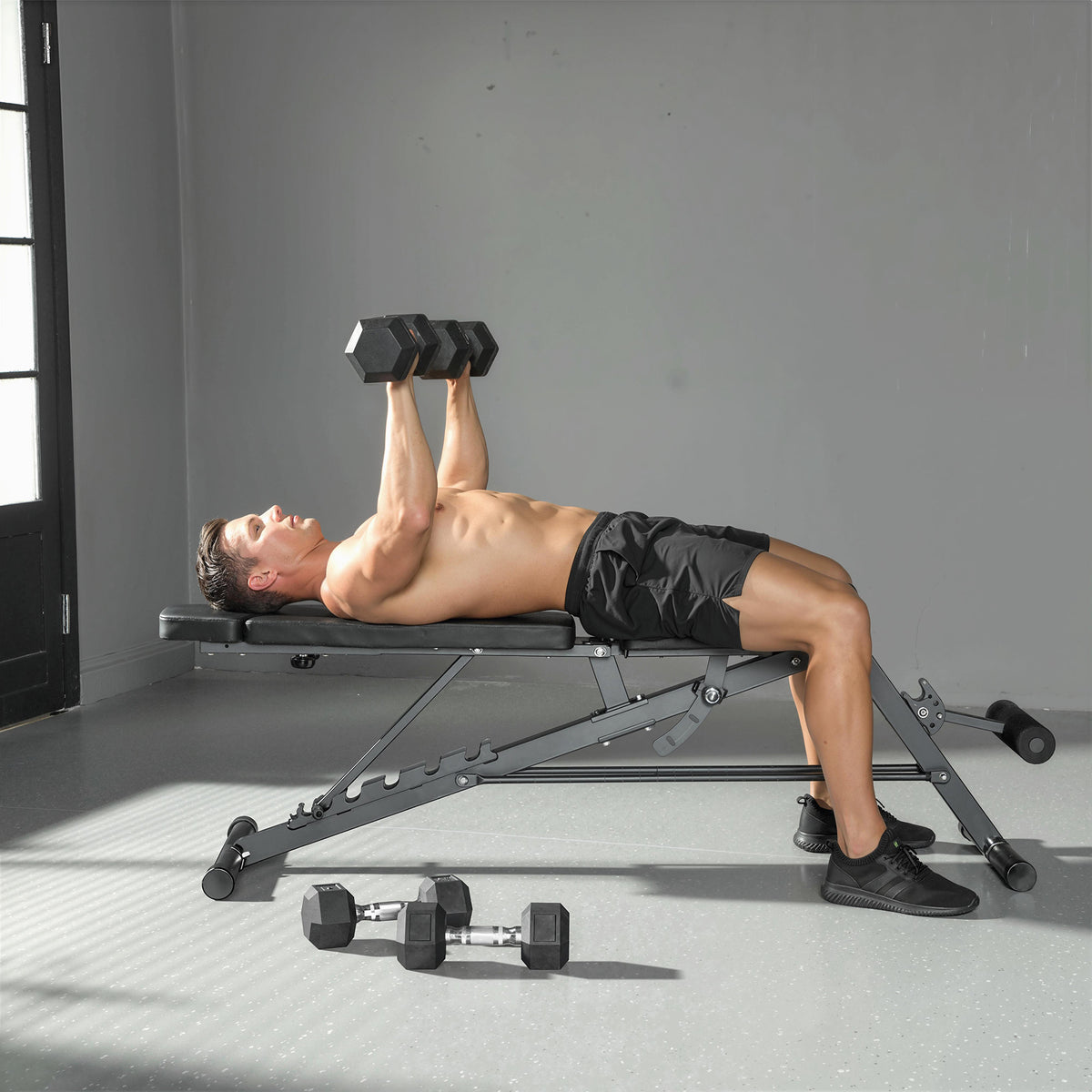 Hantelbank Verstellbar 4 in 1 Trainingsbank mit Beinstrecker