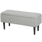 Sitztruhe, Sitzbank mit Stauraum, bis 120kg, Samtoptik, 95x38x45cm, Grau