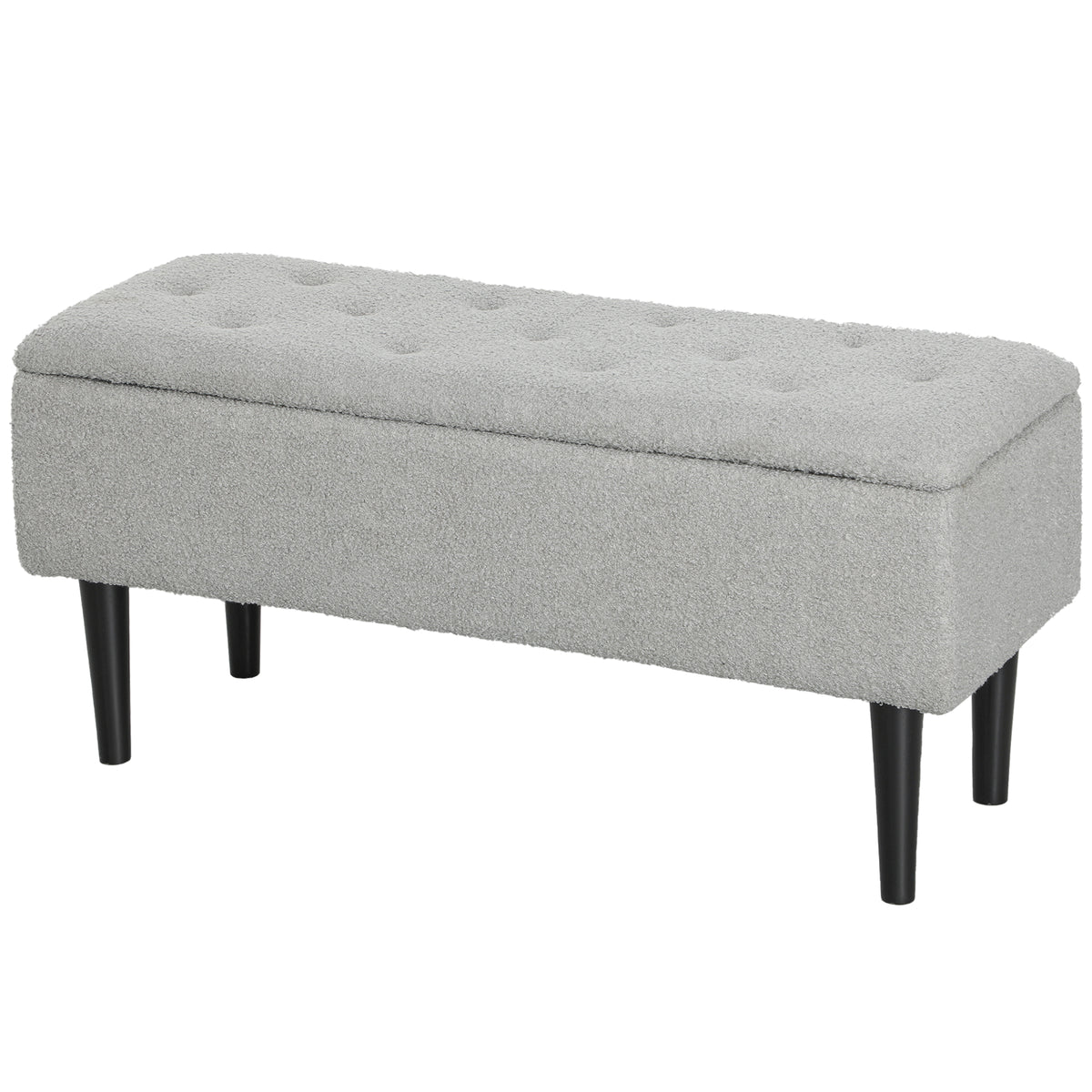 Sitztruhe, Sitzbank mit Stauraum, bis 120kg, Samtoptik, 95x38x45cm, Grau