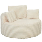 Sessel mit tiefer Sitzfläche, Einzelsofa ohne festen Rahmen, Vollschaum-Design, 4 Kissen, Cremeweiß