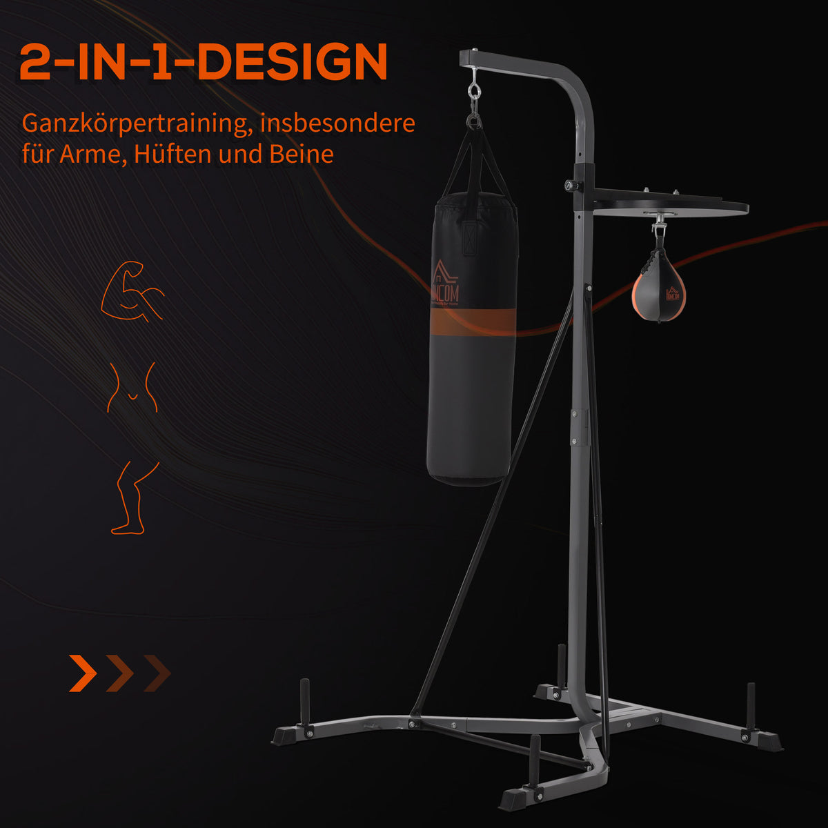 Freestanding Boxing Punch Bag & Speed ball Station, for Home Gym, Grey