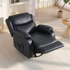 Massagesessel, Wärme- & Liegefunktion, Kunstleder, bis 150kg, 97x92x104cm, Schwarz
