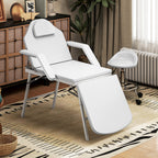 Tragbarer Massagetisch, Klappbare Massageliege mit Kunstleder-Bezug, Schaumstoff-Polsterung, Stahlrahmen, Wei?