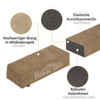 Faltbarer Schwebebalken, rutschfest, Wildlederbezug, robustes Holz, 210 x 10 x 6,5 cm, Braun