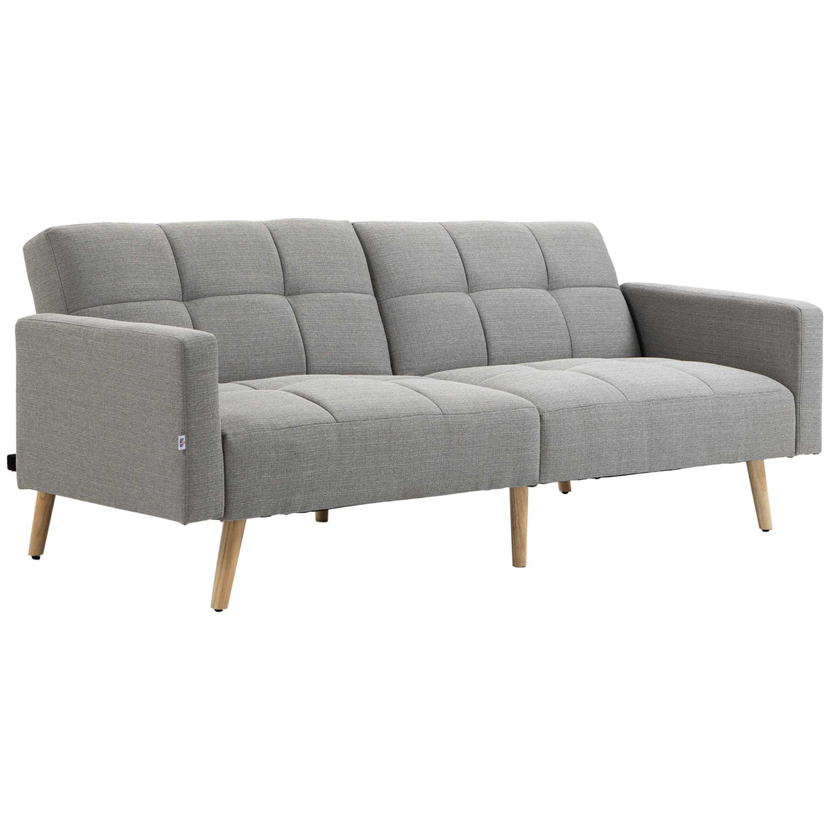2 in 1 Schlafsofa 205 x 88 cm Sofa mit Bettfunktion, Couch mit Sitzkissen, Leinenoptik Grau