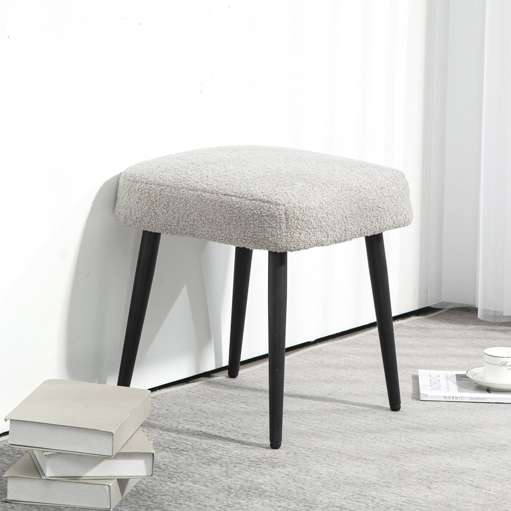 Hocker, Fu?st¨¹tze, gepolsterter Sitz, Kaschmir-Optik, Stahlbeine, 42 x 42 x 44 cm, Hellgrau