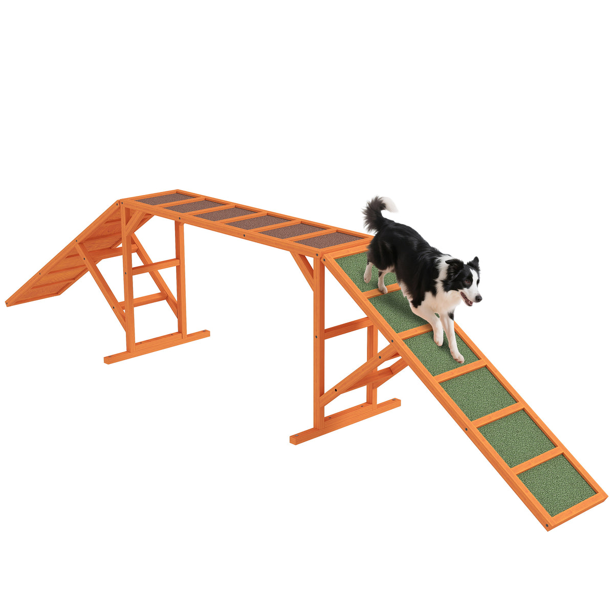 Agility Hunderampe, Parcours, rutschfest, wetterfest, Holz, 335 x 55 x 60 cm, Orange