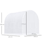  2.5 x 2 x 2 m Polytunnel Greenhouse, Walk-in Green House for Garden with Mesh Windows, Galvanised Steel Frame, White