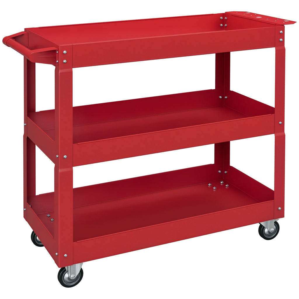 3-stufiger Werkzeugwagen, 4 Rollen, Stahl, 83B x 35,3T x 76H cm, Rot
