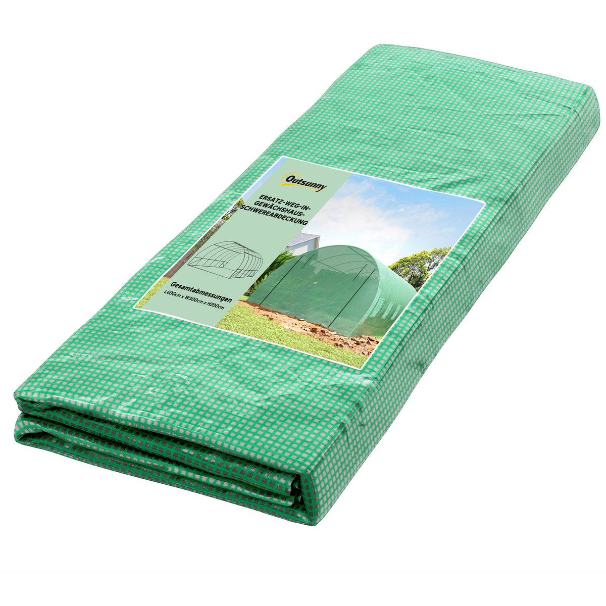  6 x 3 x 2m Polytunnel Greenhouse Replacement Cover ONLY Winter Garden Plant PE Cover for Tunnel Walk-in Greenhouse with Roll-up Windows Door Outdoor, Green