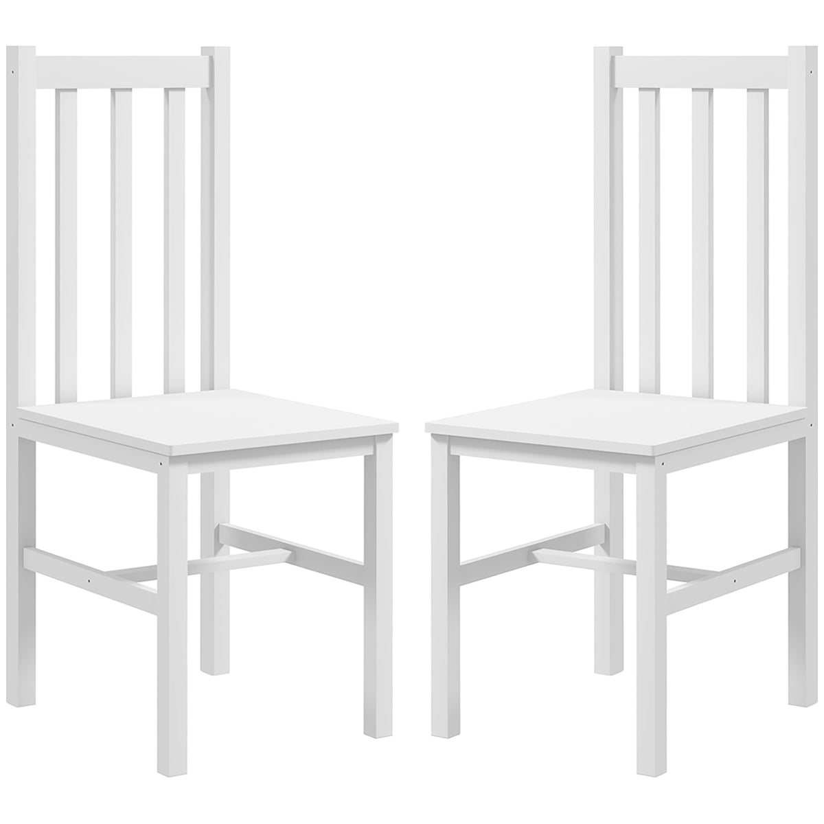 2er-Set Küchenstühle Esszimmerstühle Stühle, Massivholz, modernes Design, 38, 5 cm x 47,5 cm x 99 cm, Weiß