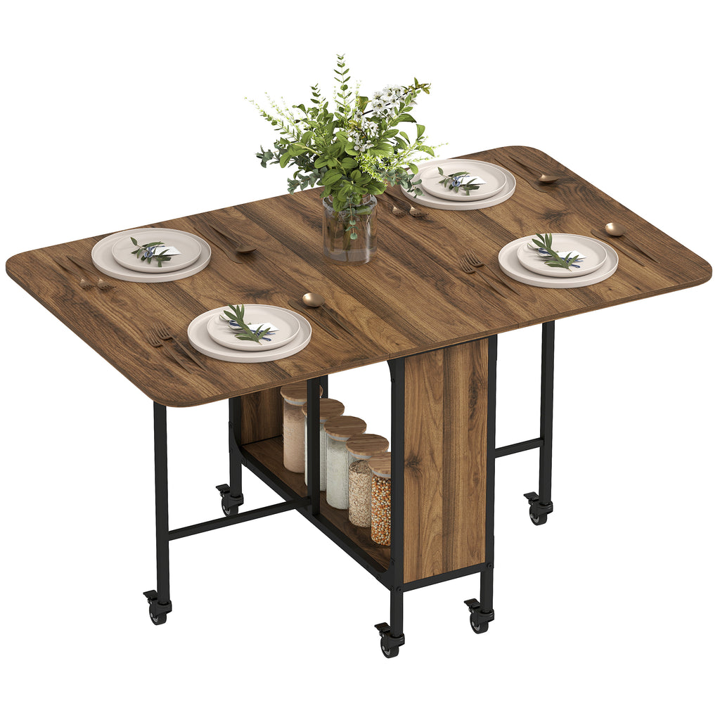 Mobiler Klapptisch Klapptisch, 2 klappbare Flächen, 130 cm x 80 cm x 74 cm, Braun
