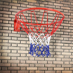 Basketballkorb, Indoor & Outdoor mit Ø46 cm Korb und Netz, Wandmontage, Basketball Board für Jugendliche Erwachsene, Rot + Blau + Weiß