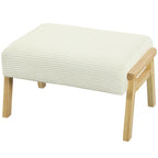 Sitzhocker Hocker mit weichem Sitzkissen Holzbeinen Fu?hocker mit Cordoptik Cremewei?