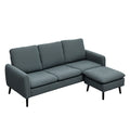 Ecksofa, 3-Sitzer-Sofa mit Fu?hocker, Stoffbezug, L-f?rmiges Couch-Set, Dunkelgrau